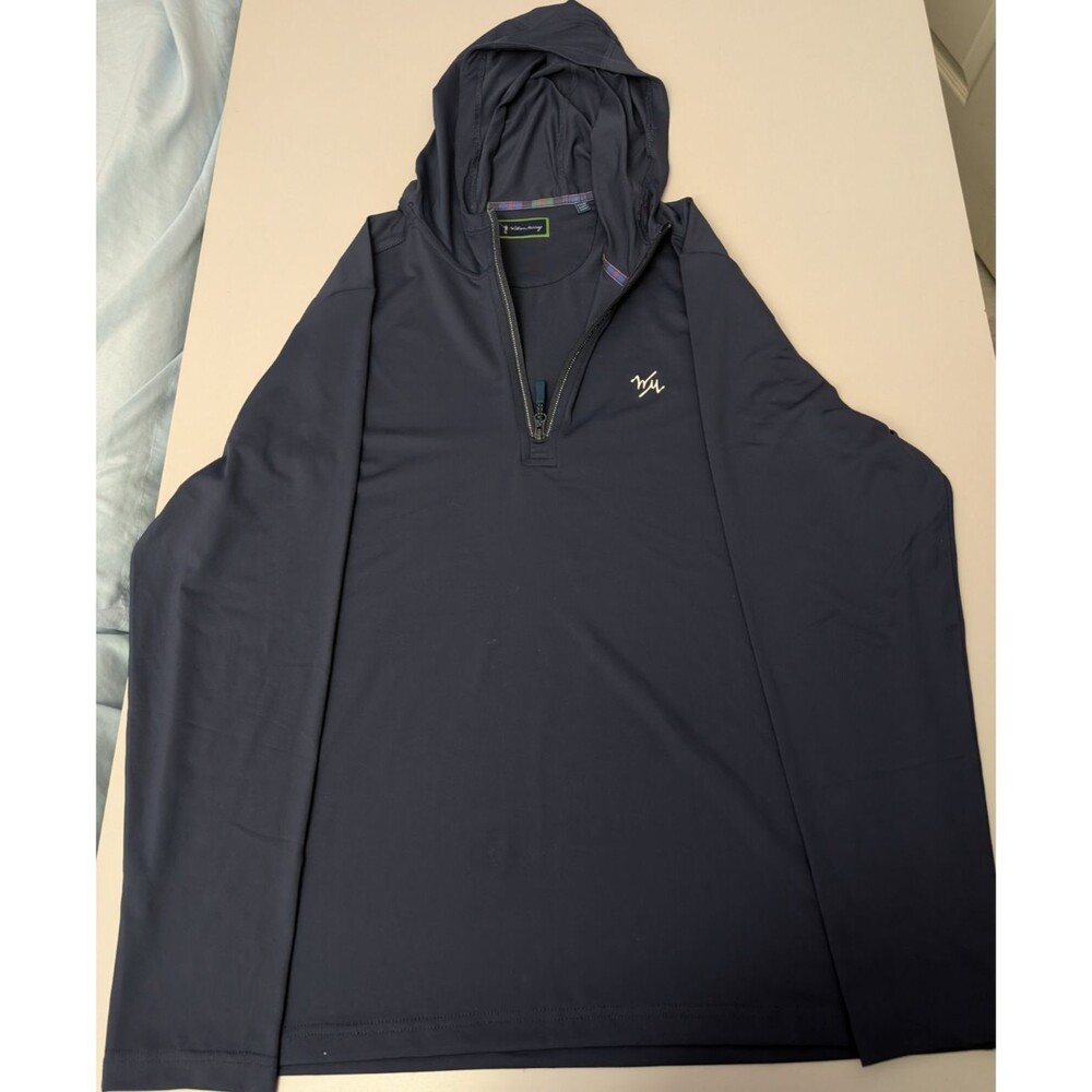 William Murray Golf Hoodie Mens XL Blue 1/4 Zip Pullover Lightweight Shirt